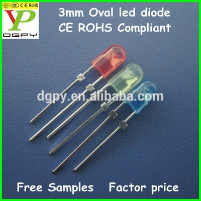 CE ROHS 2015 Newest Super bright Oval 3mm Dip LED Diode & through hole type