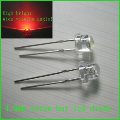 India price high quality Epistar/Cree/SANAN chip 4.8mm straw hat led 0.03w, 0.05w, 0.06w, 0.25w, 0.5w